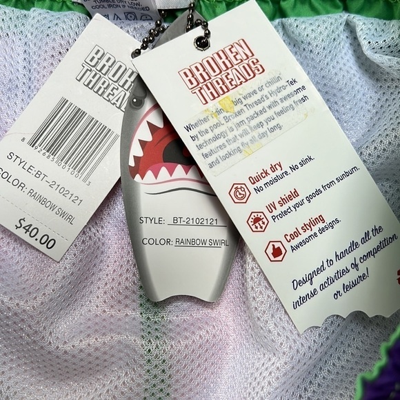 Tie-dyed bathing suit swim trunks size large by broken threads NEW - Picture 4 of 9